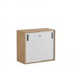 Skjutdörrskåp 80x40x72cm - Urban oak stomme/vita dörrar - Bild 2