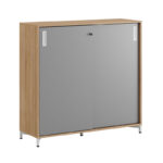 Skjutdörrskåp 120x40x107,5cm - Urban oak stomme och grå dörrar - Bild 2